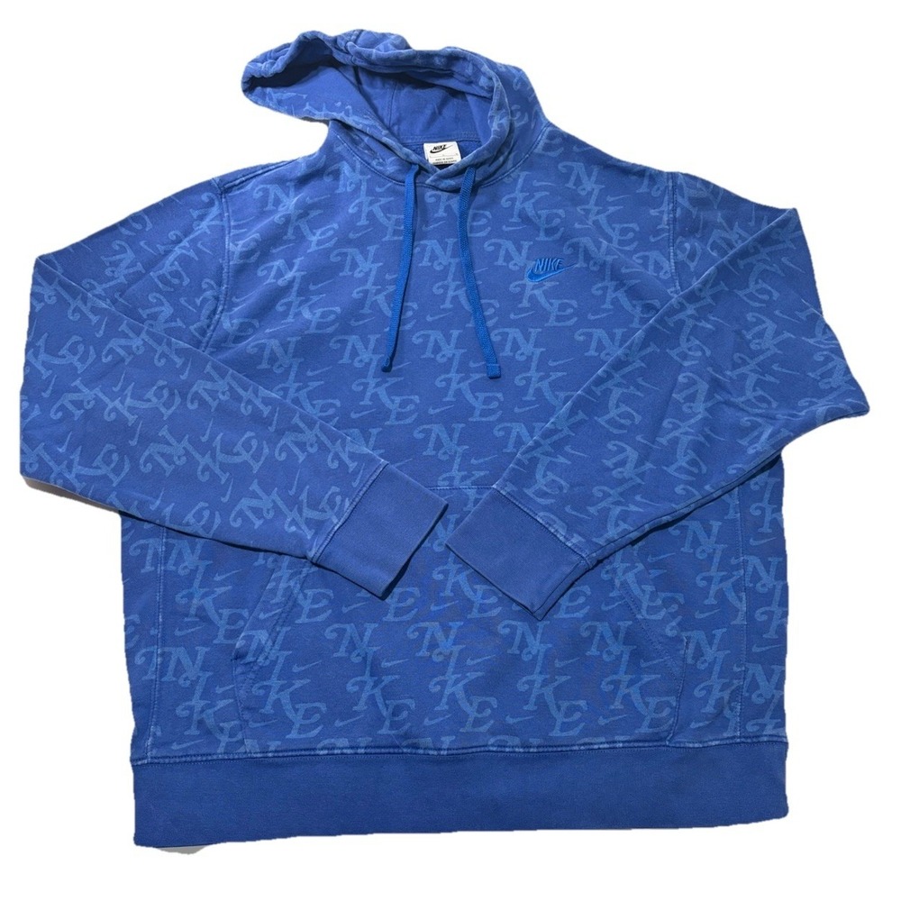 Men's Nike Sky blue Sportswear Club Fleece AOP/All Over Print Large Hoodie. GUC